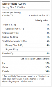 BANANA CHIPS PER SERVING